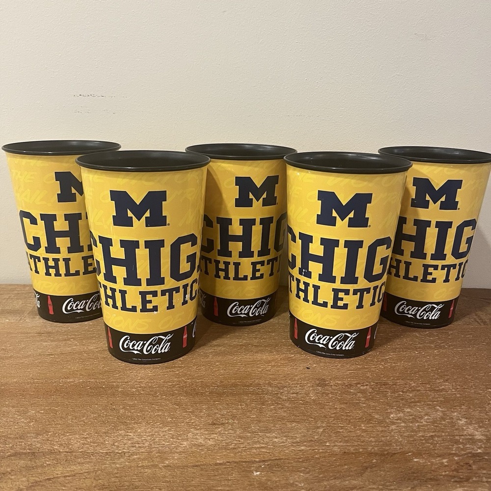 Michigan Wolverines Stadium Cups Set of 5 Coca Cola 2022 Football Athletics